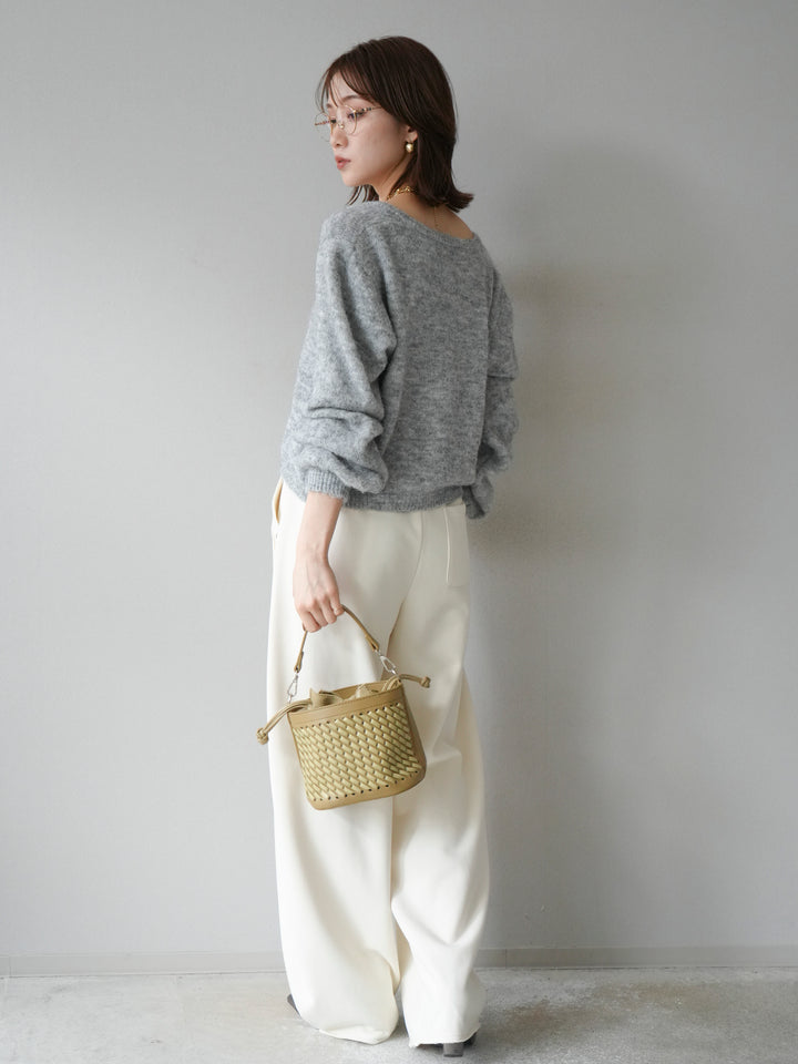 [SET]ゴールドボタンニットカーディガン+アウトシームカットオフスエットパンツ(2set)