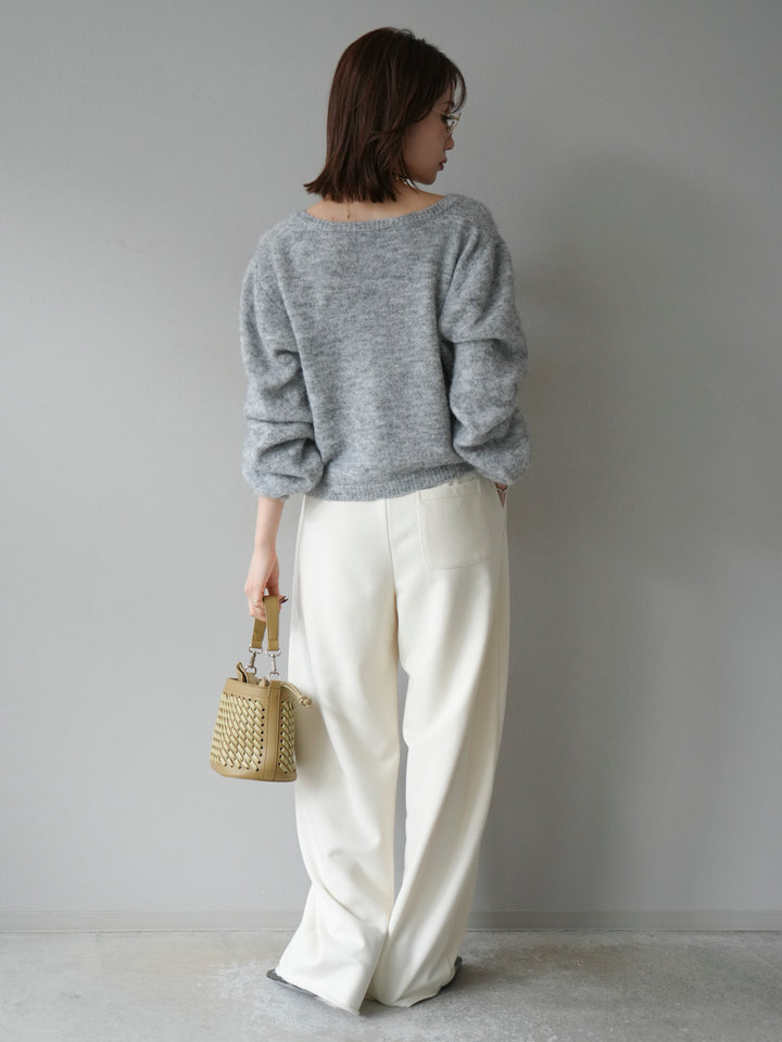 [SET]ゴールドボタンニットカーディガン+アウトシームカットオフスエットパンツ(2set)