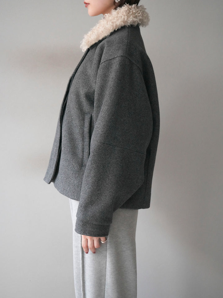 [予約]ロービングボアえりブルゾン/charcoal