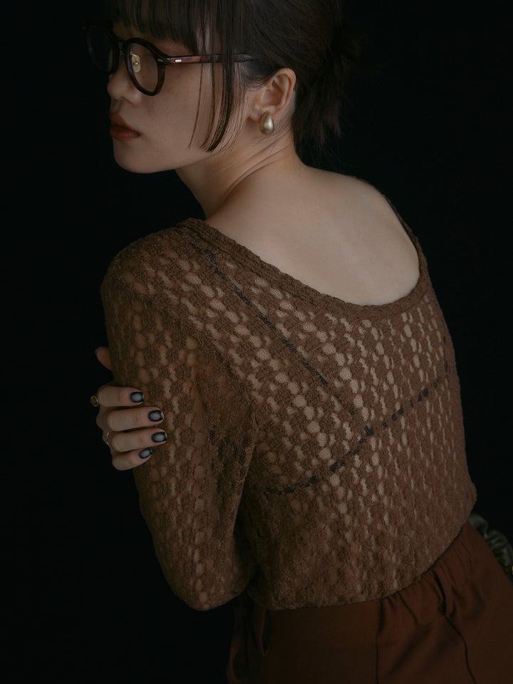 【Allure】[SET]バックラウンドレーストップス+ラップデザインタックワイドパンツ(2set)