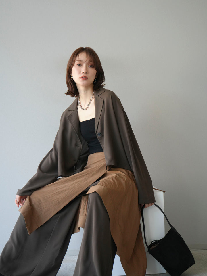 [予約]レーヨンライクショートジャケット/モカ