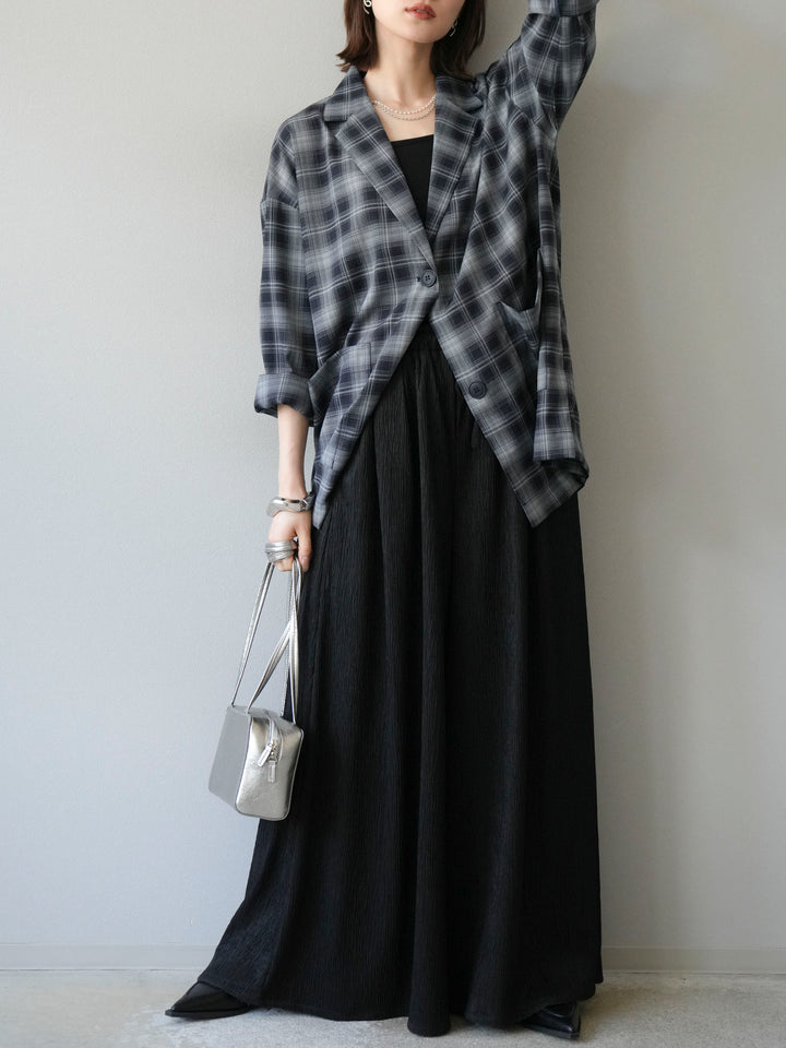 [予約]チェックシャツジャケット/ネイビー