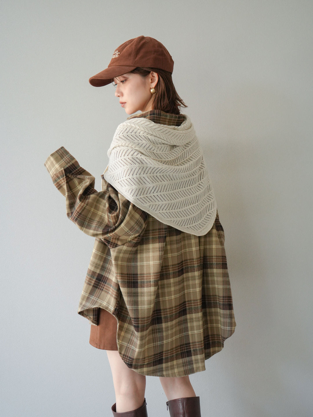 [予約]起毛チェックオーバーシャツ/ベージュ