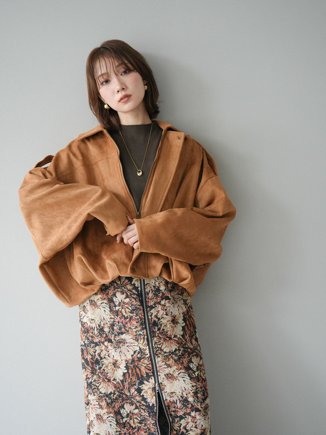 [予約]スウェードオーバーブルゾン/キャメル
