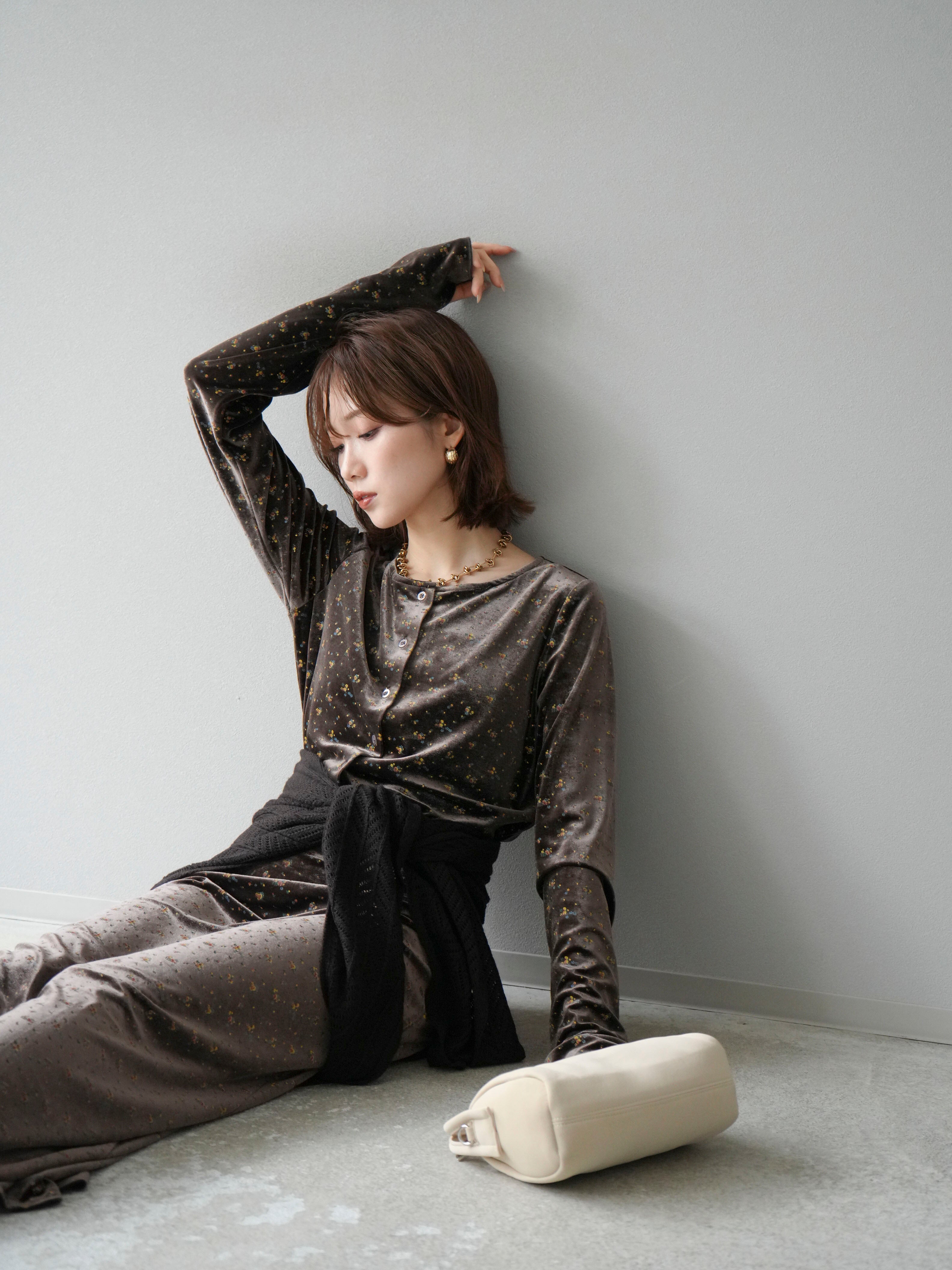 フラワープリント カーディガン ショートパンツセット フラワープリント カーディガン ショートパンツセット サマーニットハット