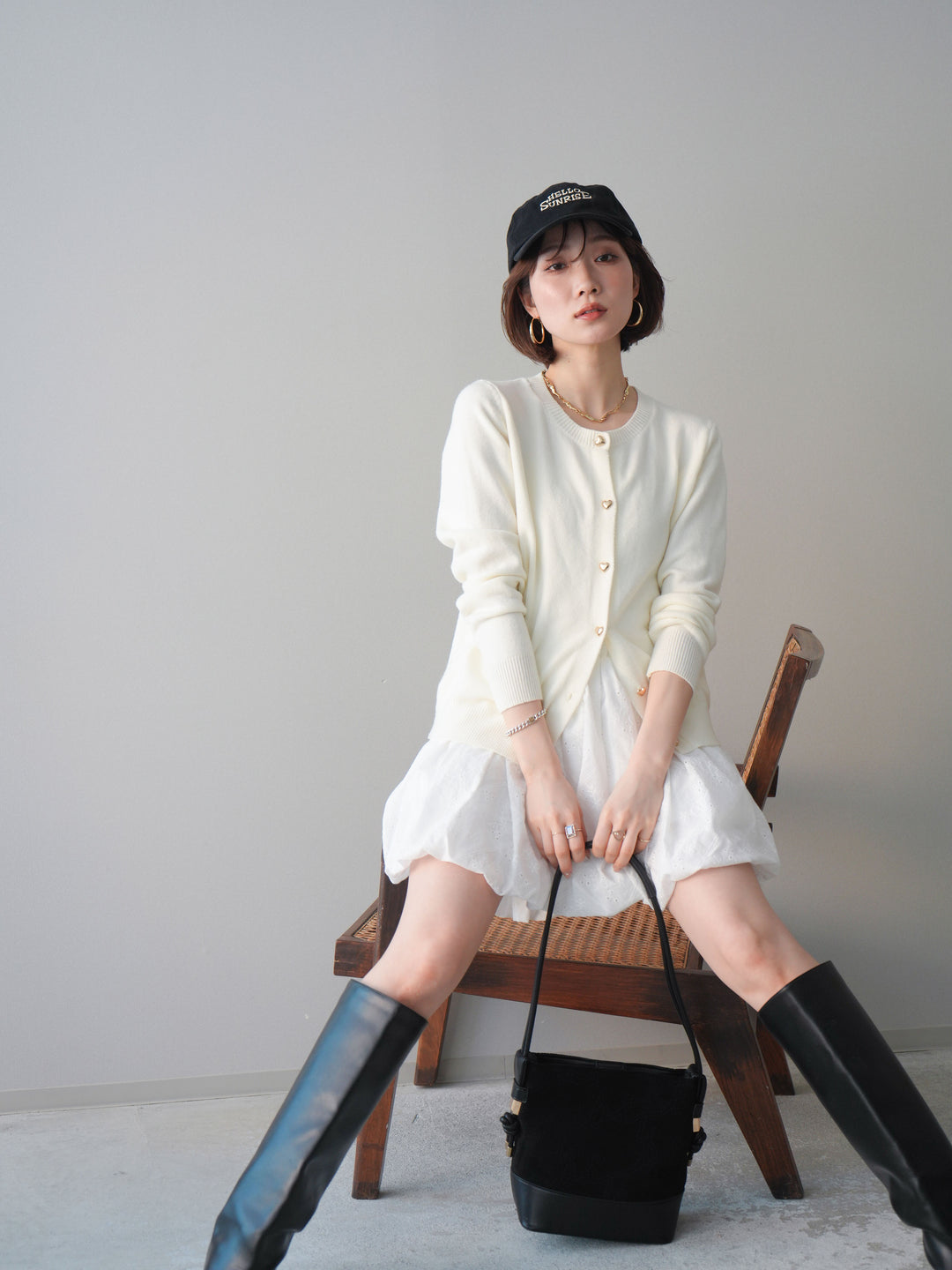 [SET]ハートボタンニットカーディガン+ハートボタンニットカーディガン(2set)