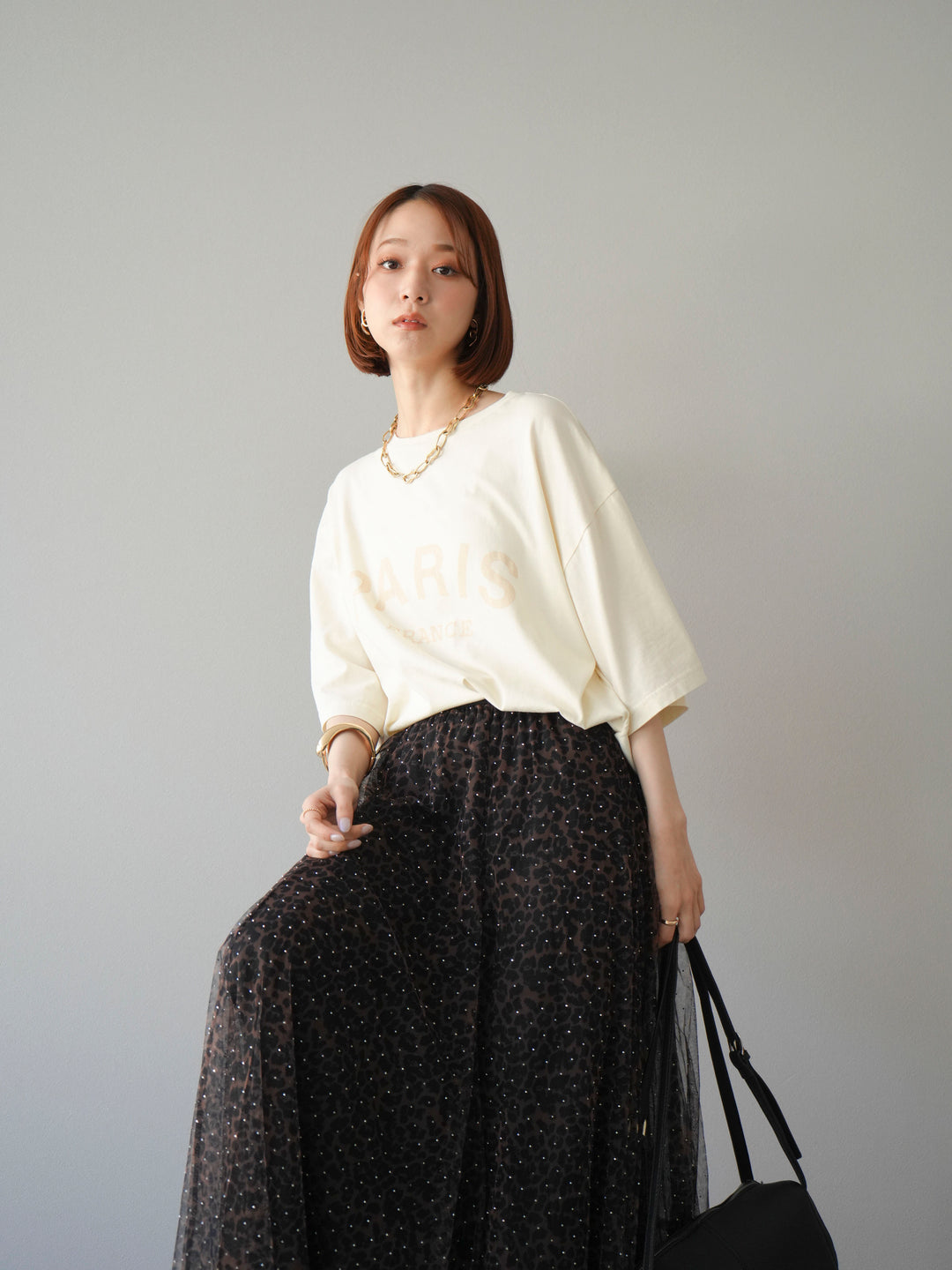 [予約]ピグメントロゴプリントTシャツ/アイボリー