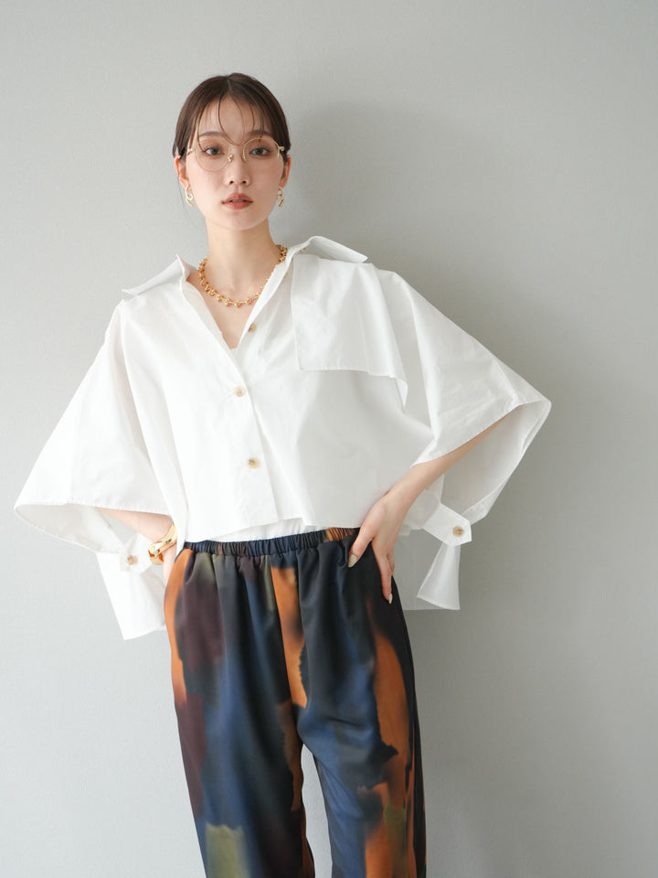 [予約]ポンチョショートシャツ/ホワイト