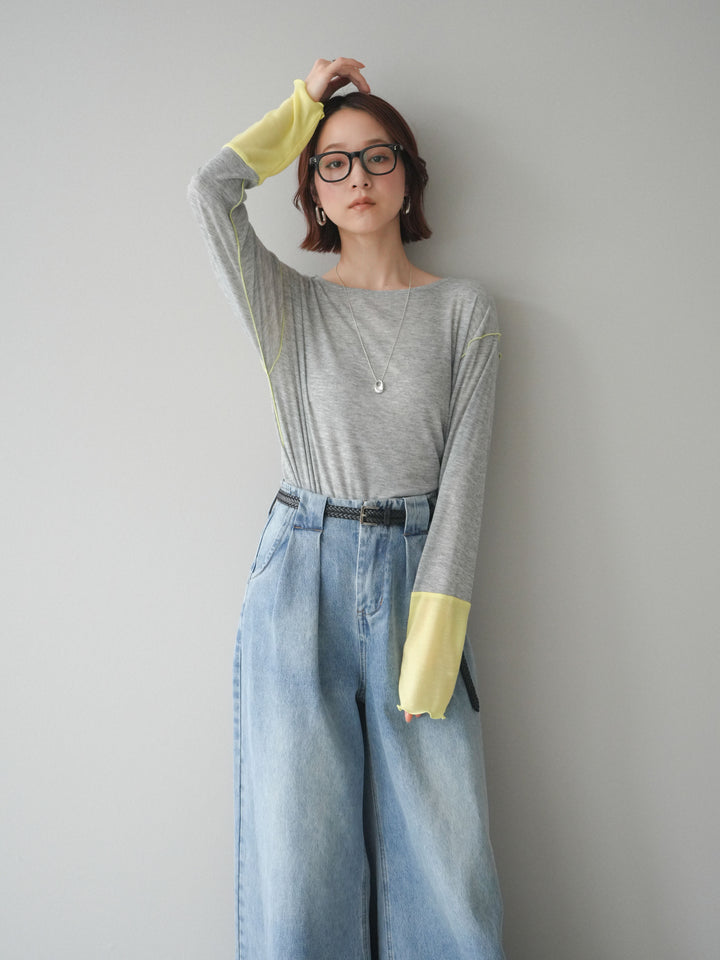 [SET]配色メロウトップス+配色メロウトップス(2set)