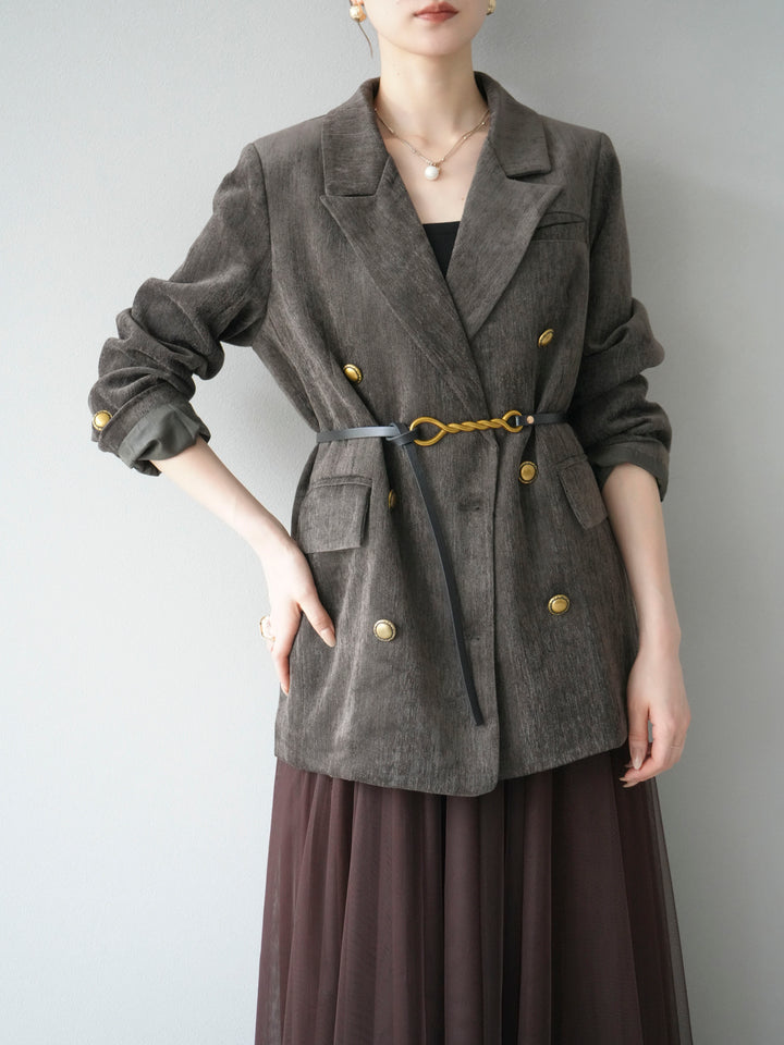 [SET]ベロアダブルジャケット+チュールボリュームスカート(2set)