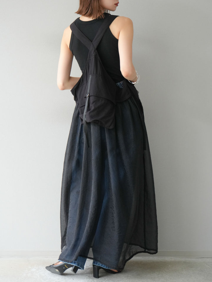 [予約]センターシームラップデザインストレートデニム/ブルー