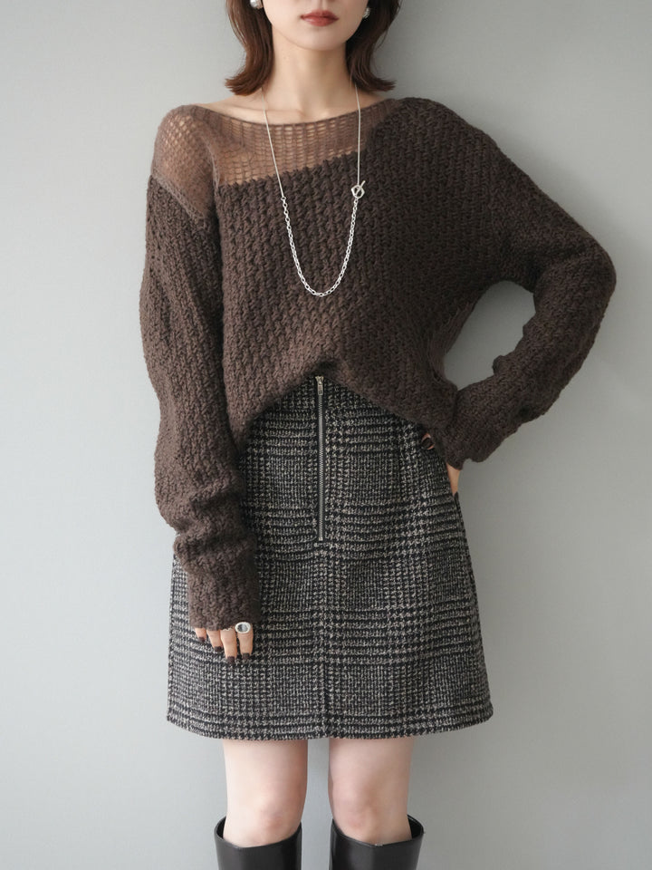 [予約]ダメージデザインニットプルオーバー/brown