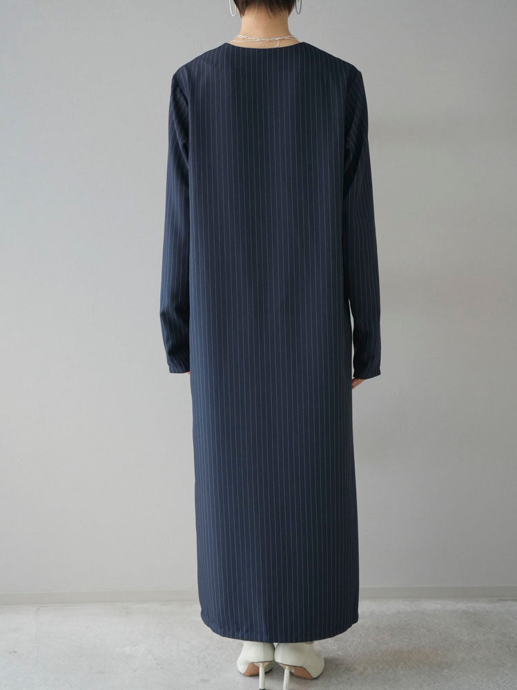 [Pre-order] Pinstripe V-neck dress/Navy
