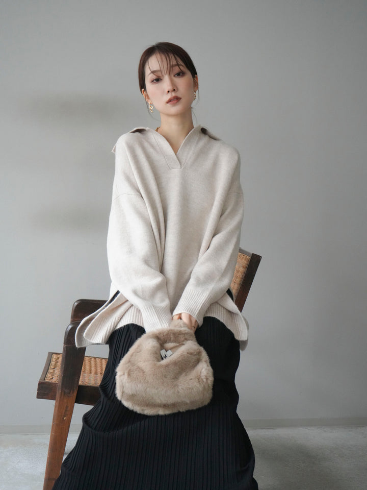 [SET]スキッパーオーバーニットプルオーバー+選べるアクセセット(2set)