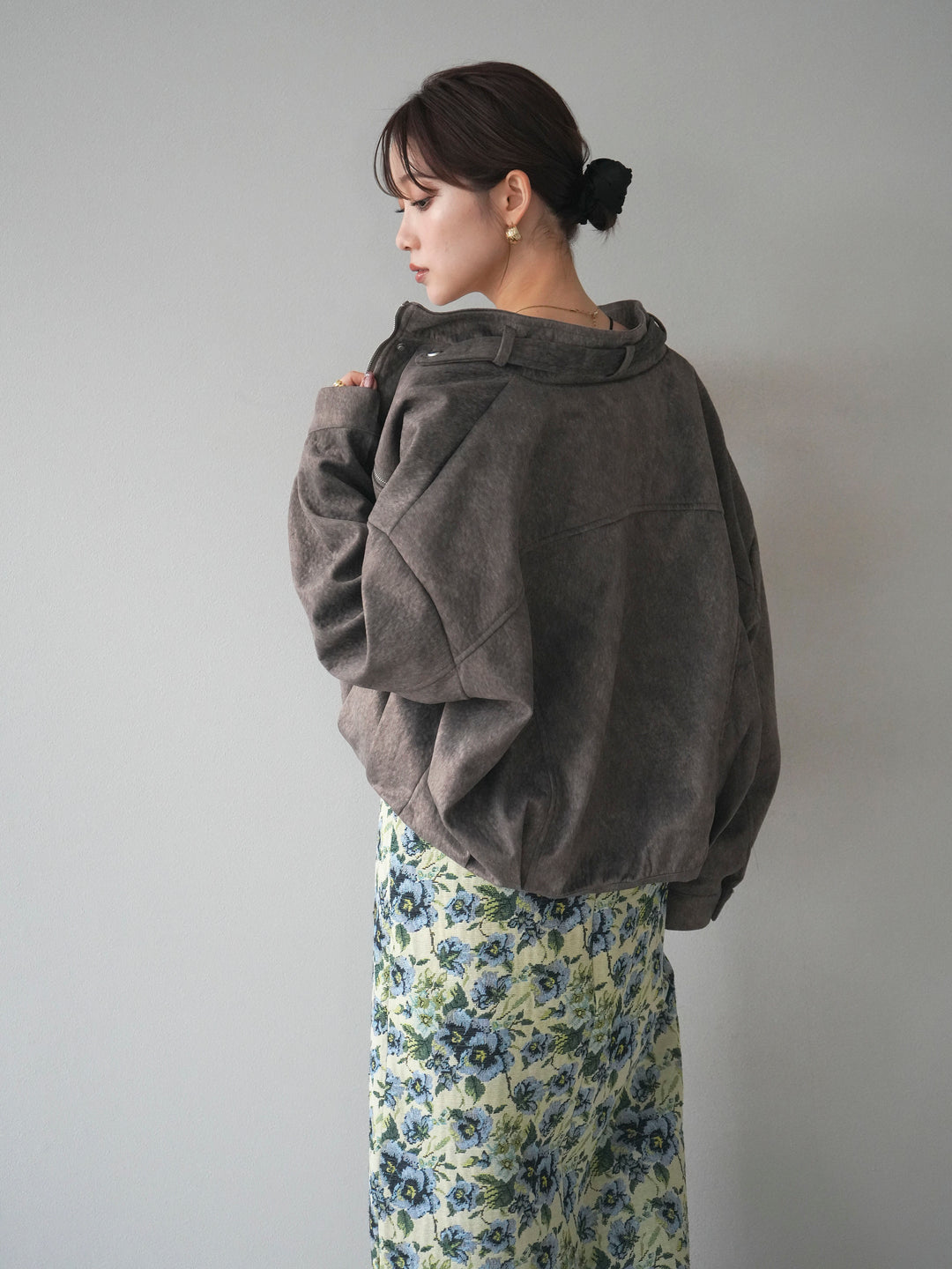 [予約]スエードジップデザインブルゾン/gray