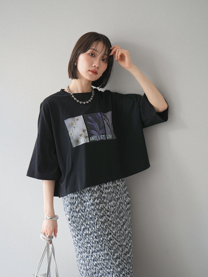 [預購] 光滑照片印花Logo變色短T卹/黑色