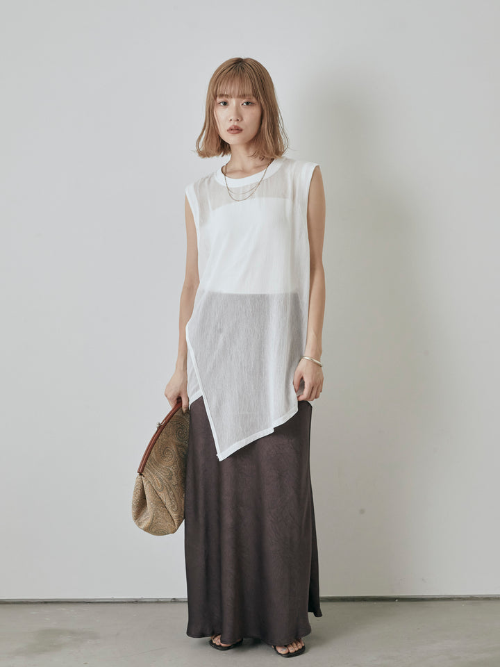 [予約]シアーワッシャーアシンメトリープルオーバー/ホワイト