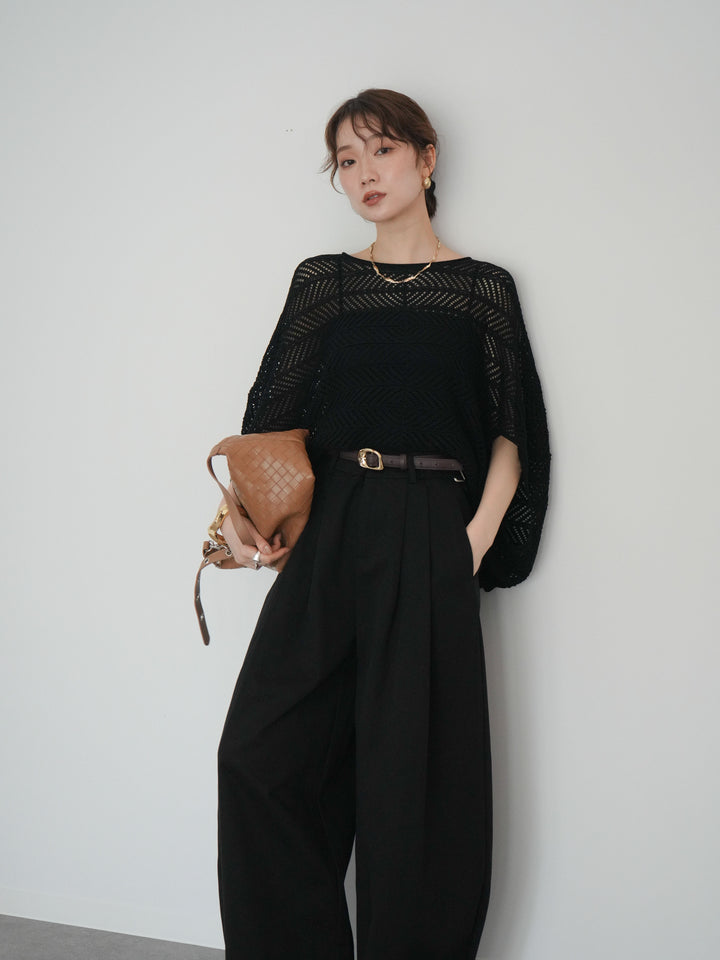 [予約]シアーポンチョニットトップス/black