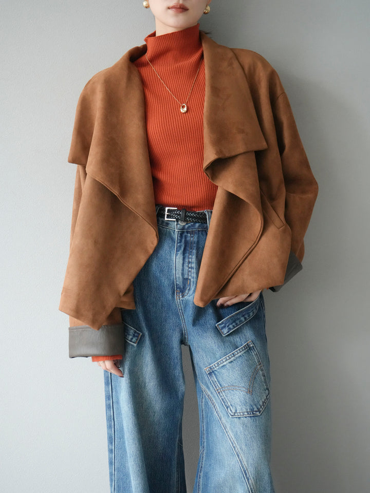 [予約]スウェードショートガウン/キャメル