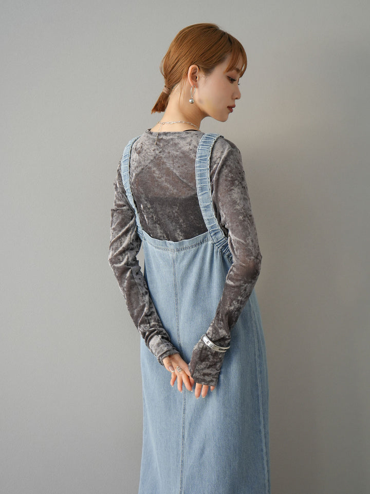 [預購] 牛仔拉鍊衛衣裙/淺藍