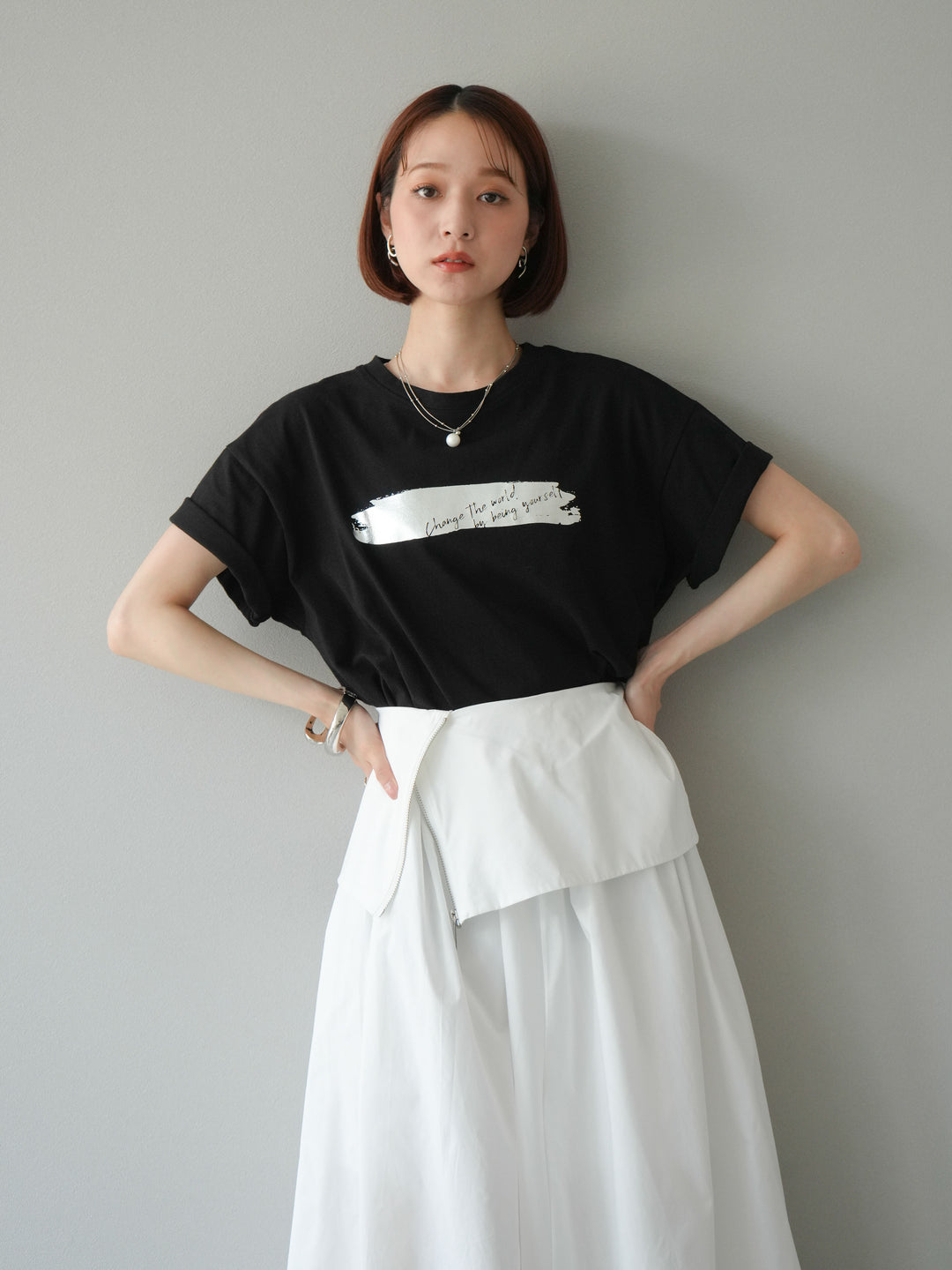[SET]箔プリントTシャツ+箔プリントTシャツ(2set)