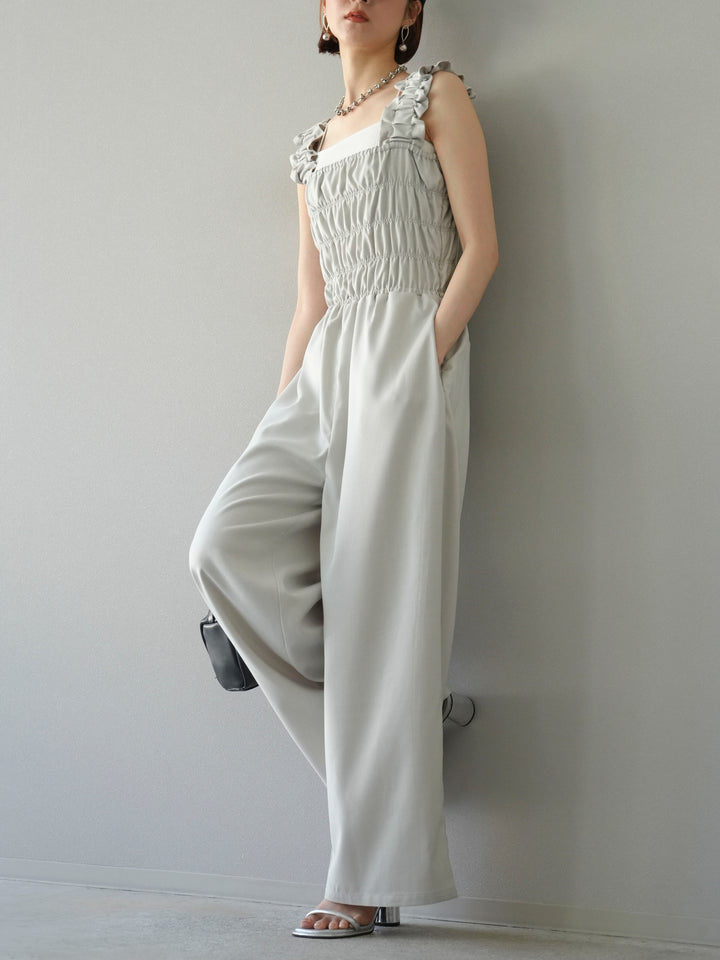 [予約]ヘザーエステルシャーリングサロペット/アイボリー