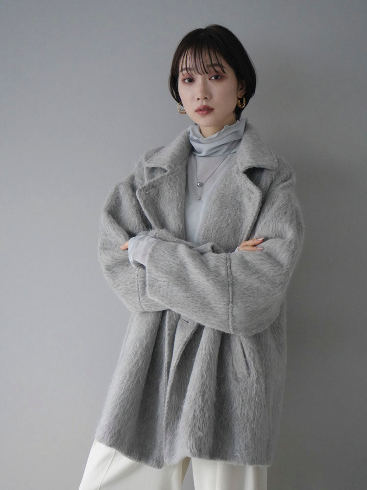 [Pre-order] Shaggy mid-length coat/heather gray