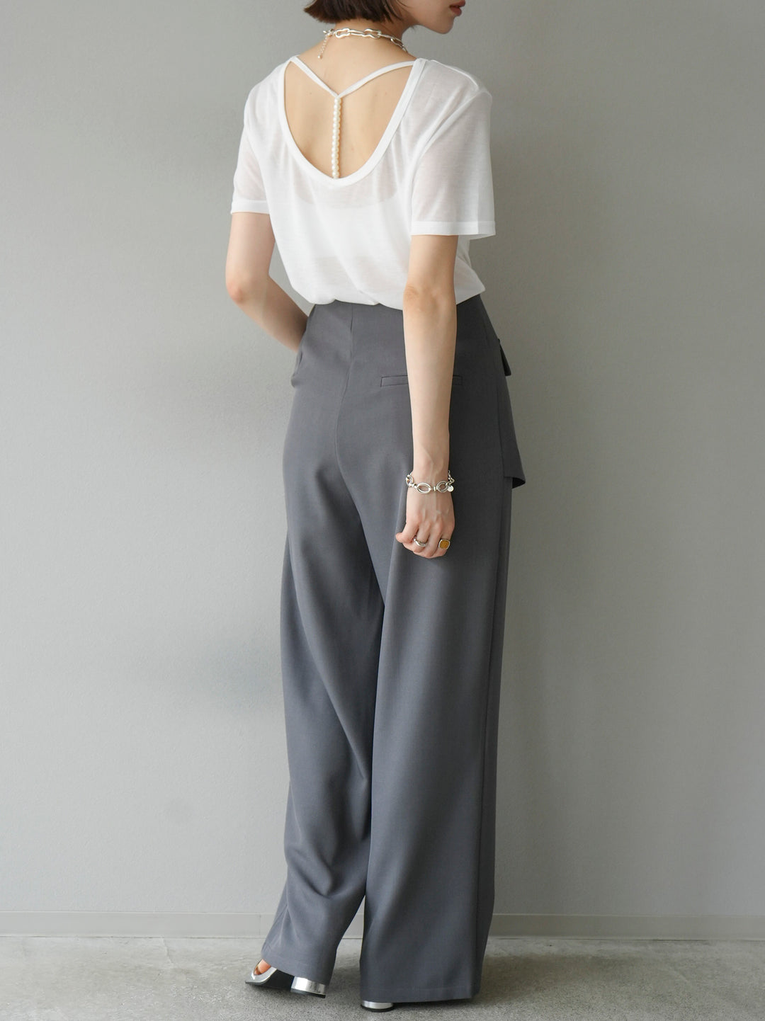 [Pre-order] Front flap slacks pants/gray