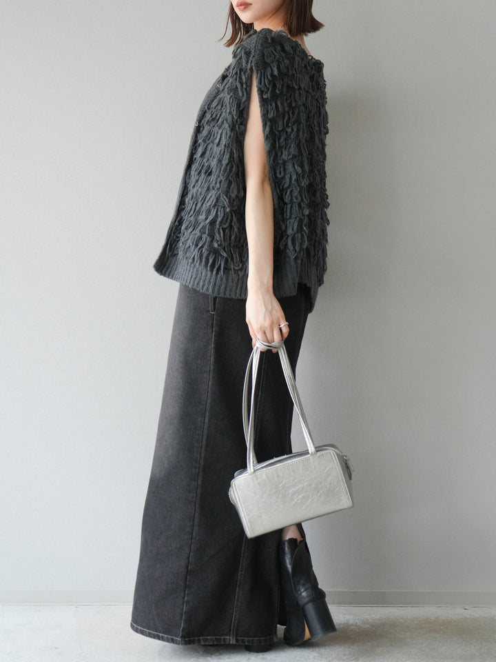 [SET]ループデザインベスト+アシンメトリーデニムワンピース(2set)