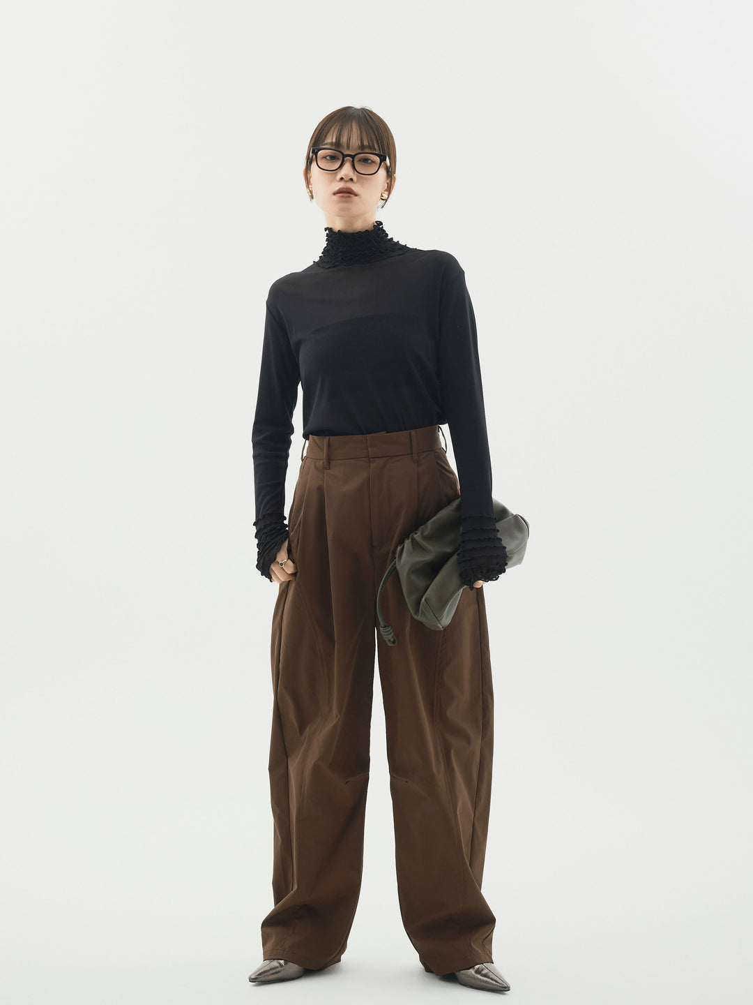 [予約]シアーフリルメロートップス/ブラック