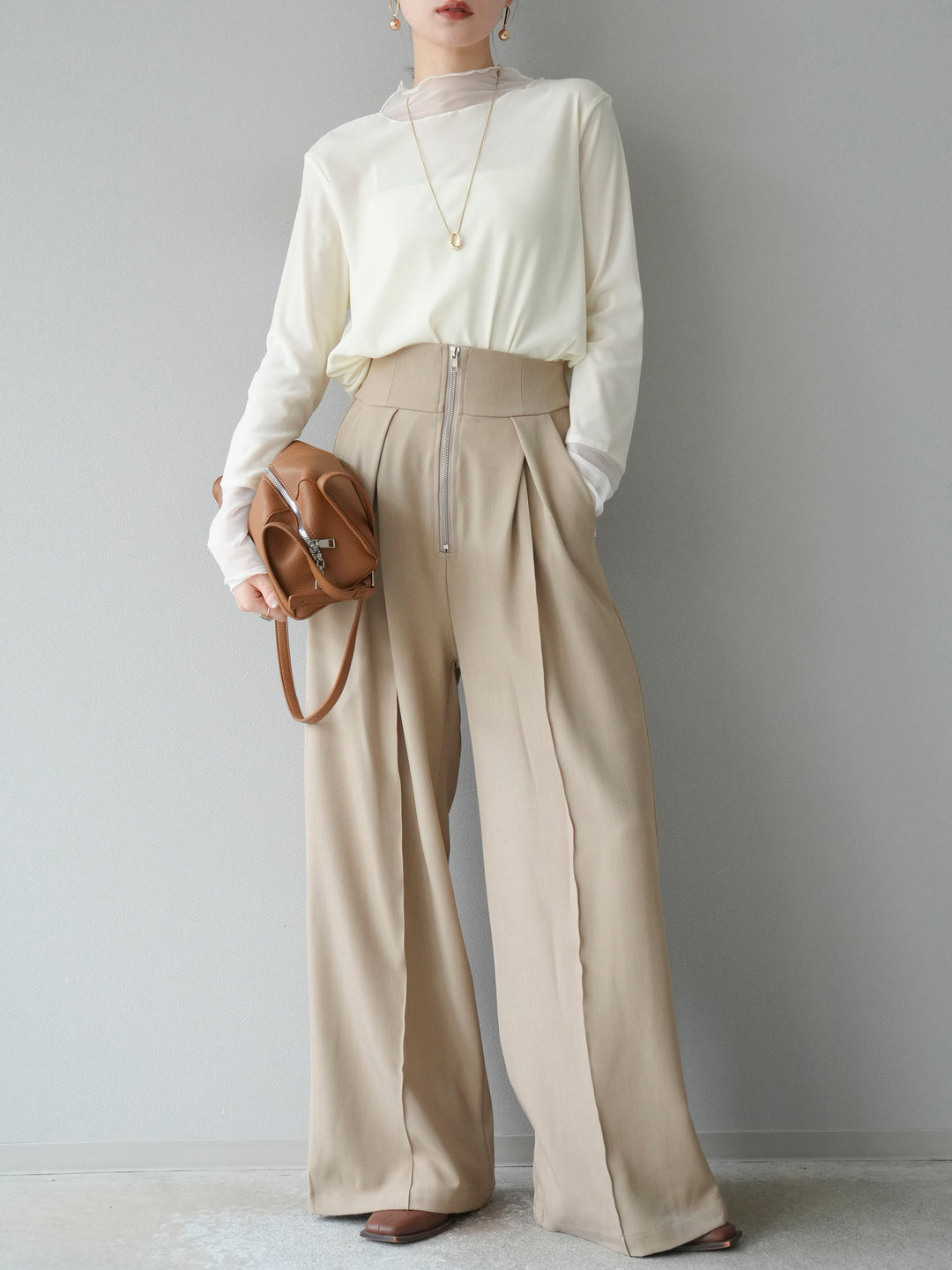 [予約]シアー切替ベロアトップス/オフホワイト