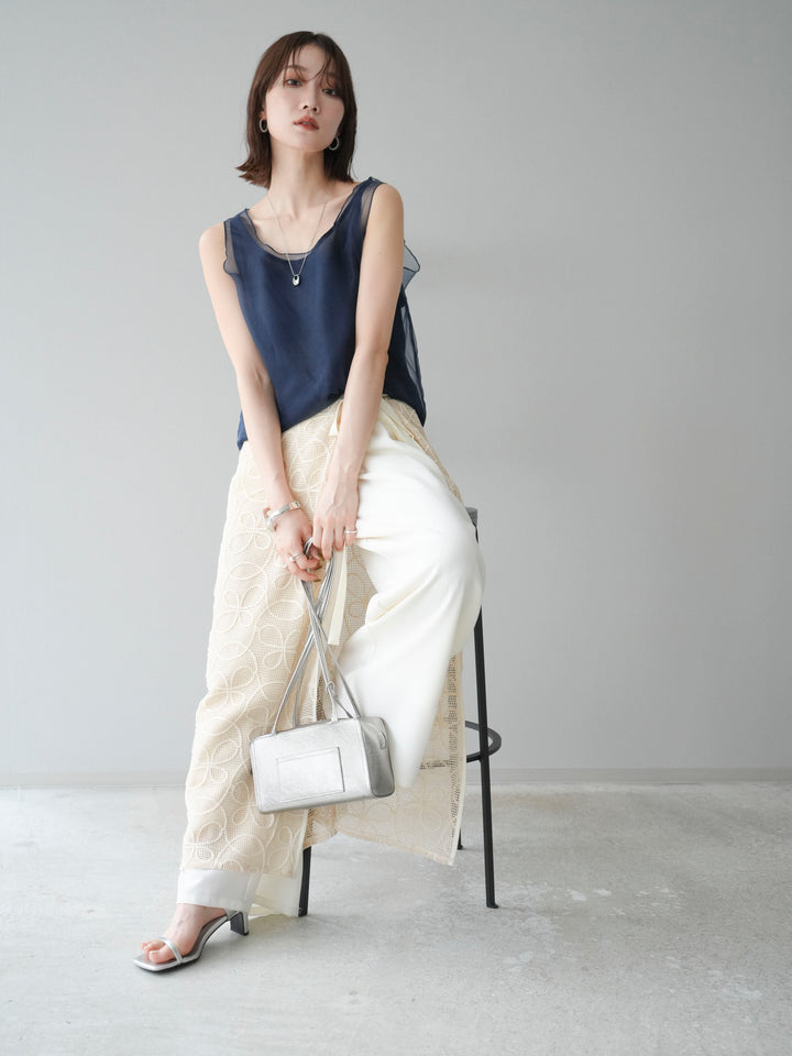 [予約]オーガンジーレイヤードタンクトップ/ネイビー