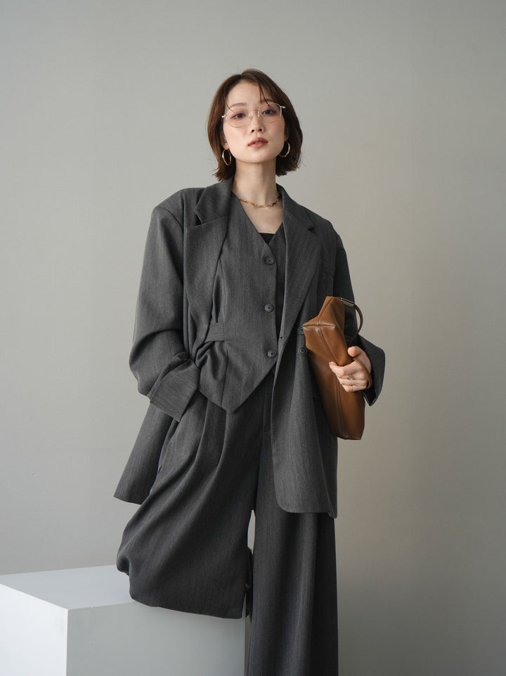 [予約]ダブルボタンヘリンボーンジャケット/black