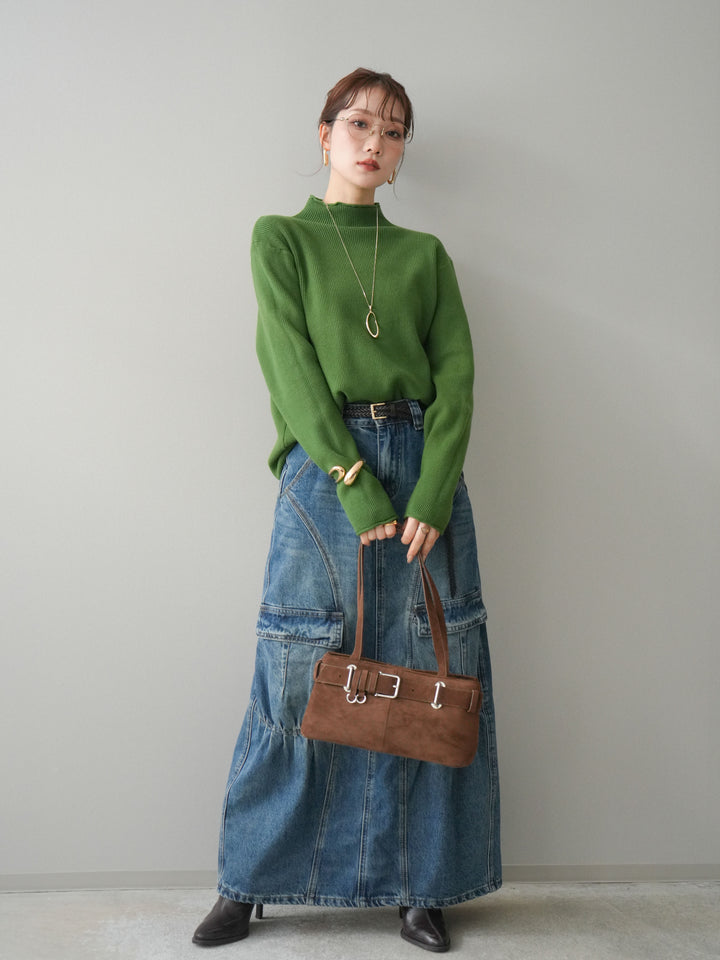 [予約]カーゴデニムロングスカート/blue