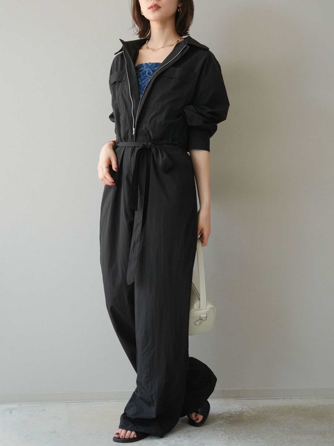 [予約]ナイロンジャンプスーツ/ブラック