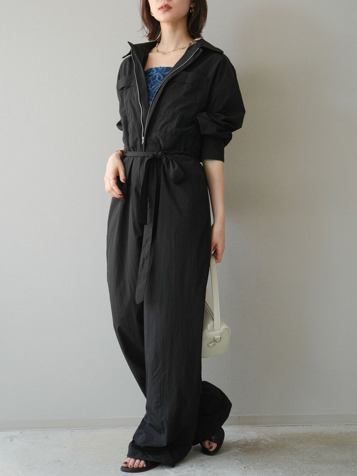 [予約]ナイロンジャンプスーツ/ブラック