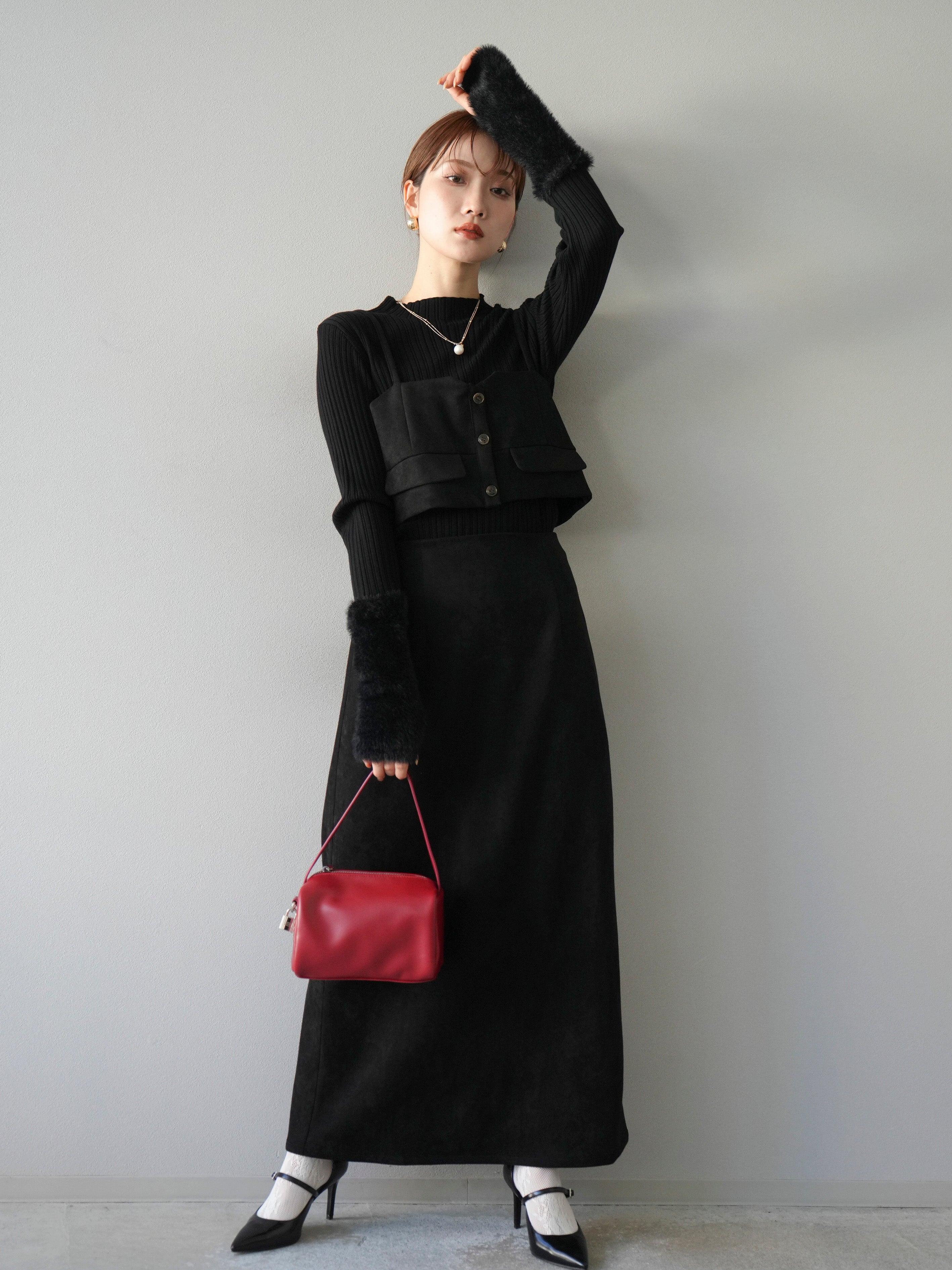 【新品未使用】OBLI スカラップリブニット/ブラック ランダムリブ ハイネックニット（12-76KI01-204）｜コムサイズム