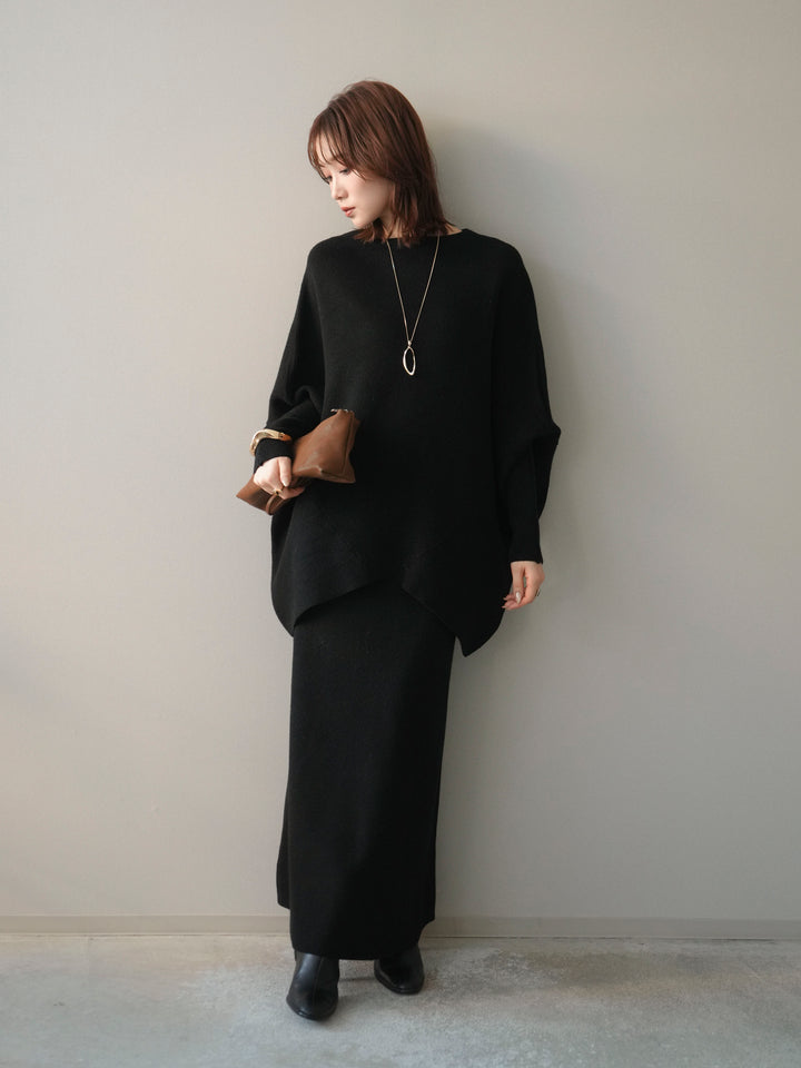 [SET]ウール混ドルマンニット&スカートSET UP(2set)