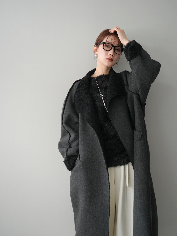 [予約]アウトシーム裏ボアコート/black