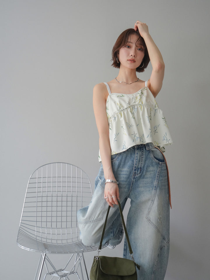 [SET]フラワープリントキャミソール+フラワープリントキャミソール(2set)