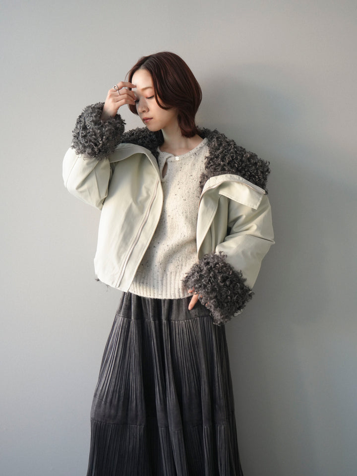 [SET]プードルファーダウンジャケット+ベロアティアードワッシャースカート(2set)