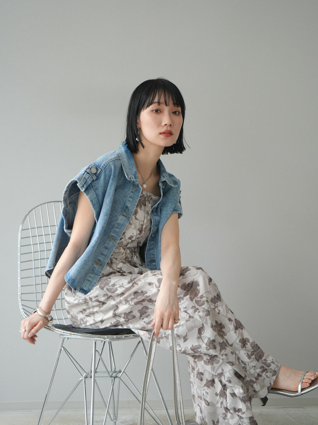 [予約]デニムショートハーフジャケット/ライトブルー