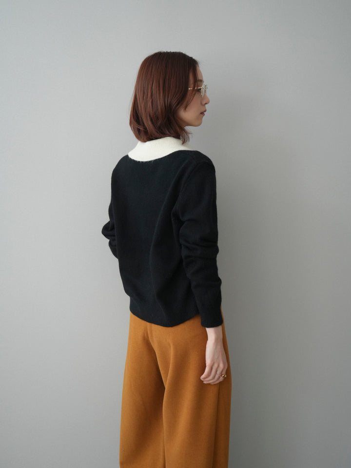 [SET]デザイン襟ニットカーディガン+ベルト付起毛コクーンパンツ(2set)