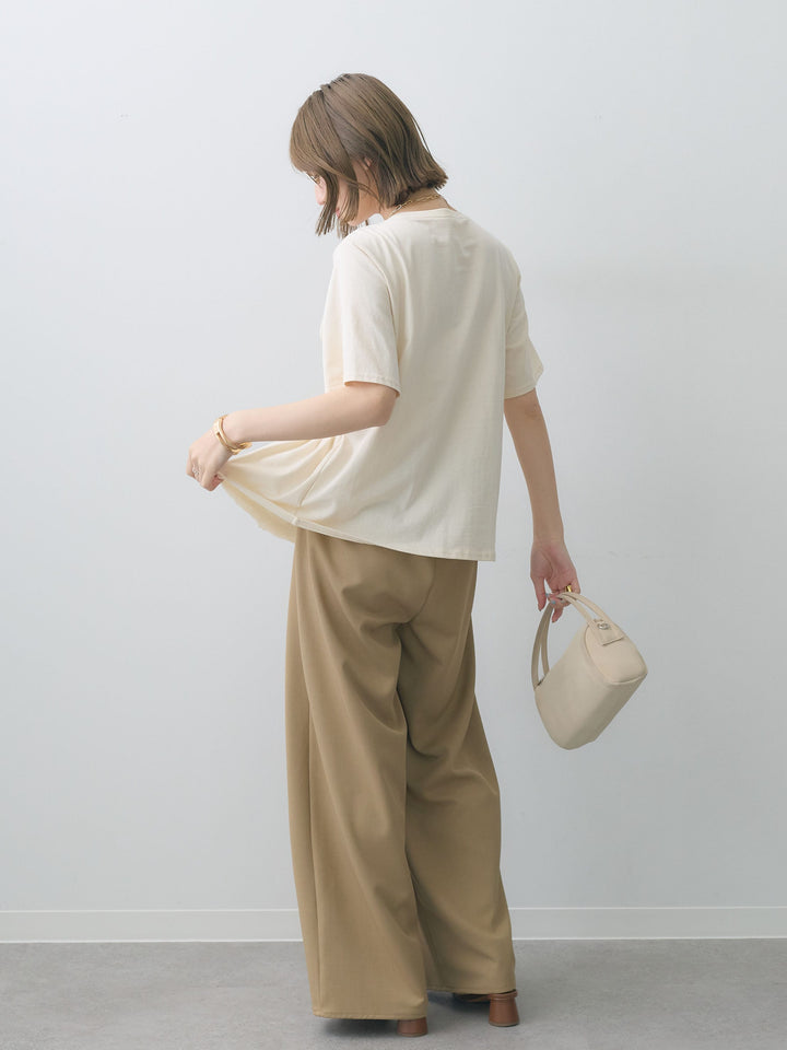 [SET]クールタッチシャーリングTEE+クレープデシンタックワイドパンツ(2set)