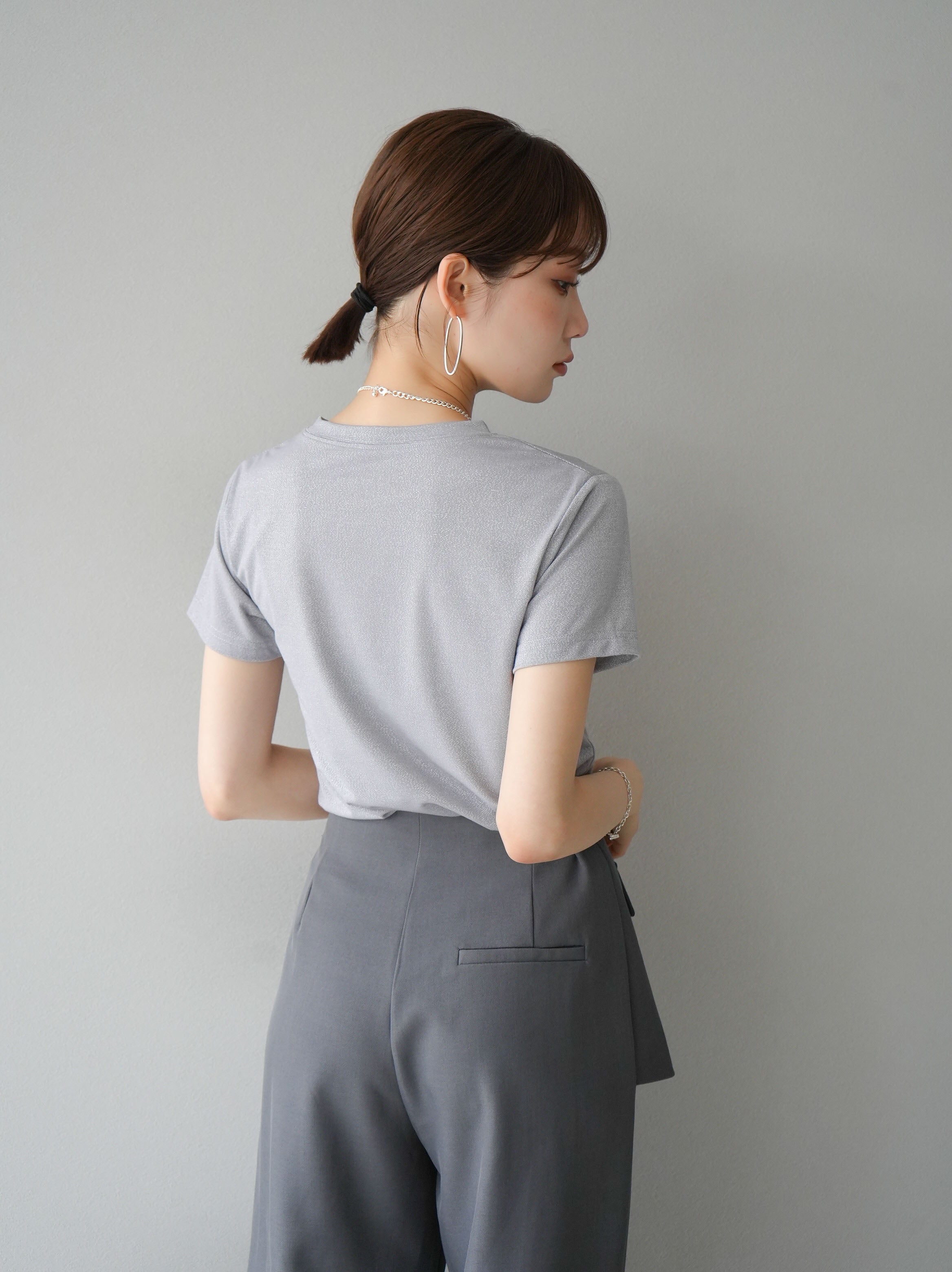 予約]シアーラメTシャツ/グレー – Lumier