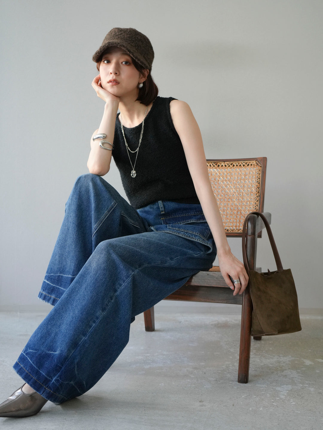 [予約]ブークレニットタンクトップ/ブラック