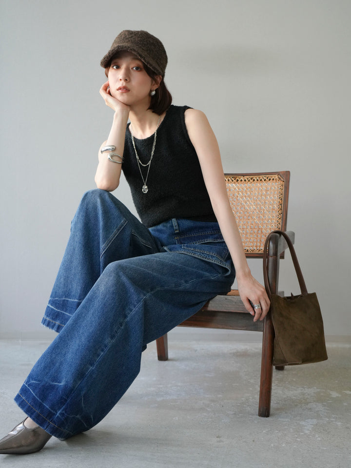 [予約]ブークレニットタンクトップ/ブラック