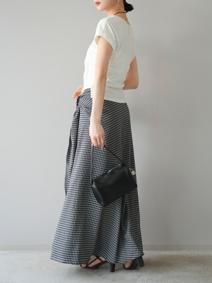 [予約]サイド巻きツイルスカート/チェック