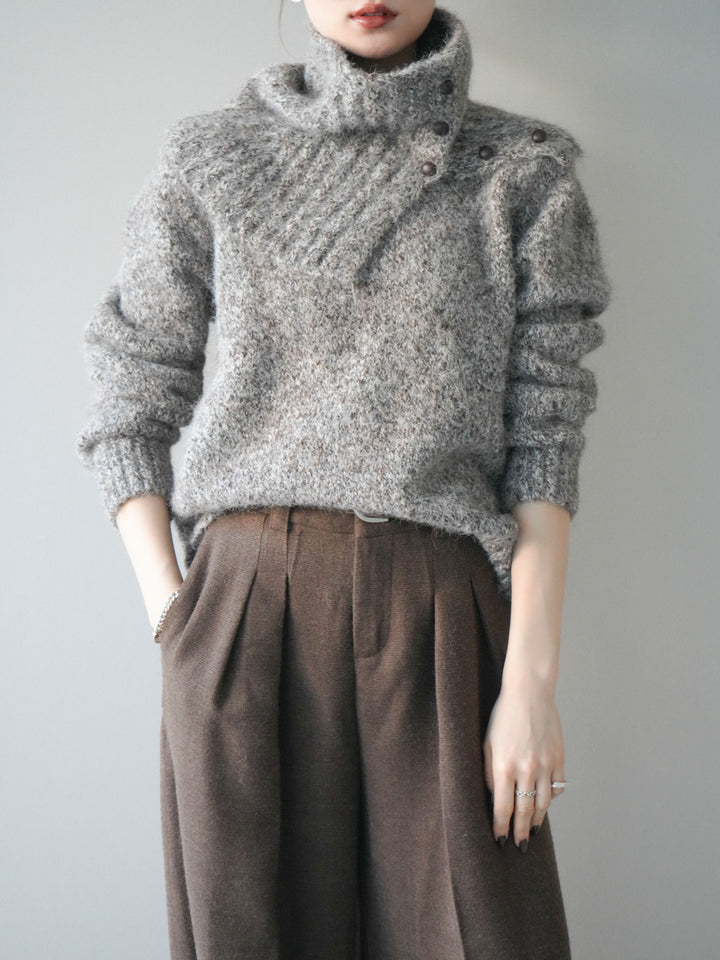 [予約]ネック付MIXニットアンサンブル/brown