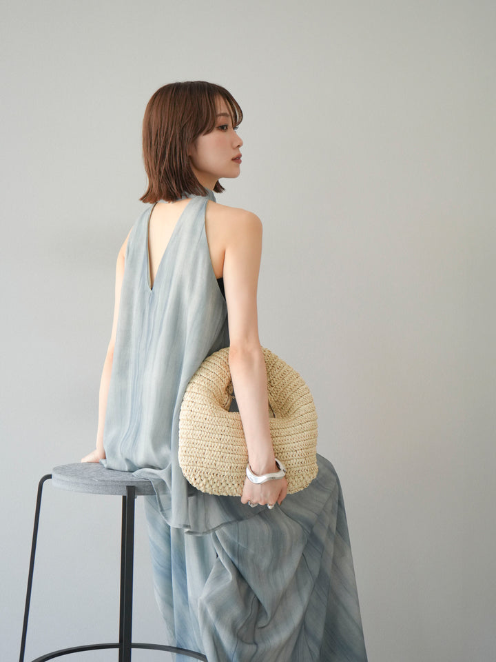 [SET] 細膩花紋V領襯衫＆喇叭裙（2套）